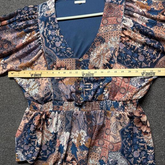 Maurices Plus Size Patchwork Babydoll Blouse 1X - Picture 8 of 11